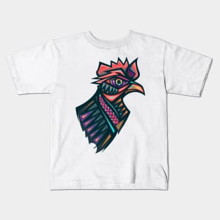 Colorful mexican rooster illustration Kids T-Shirt